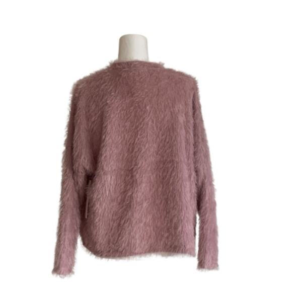Another Reason Cardigan Sweater Mauve Teddy Bear Fuzzy Soft Open Front Small - Picture 3 of 14